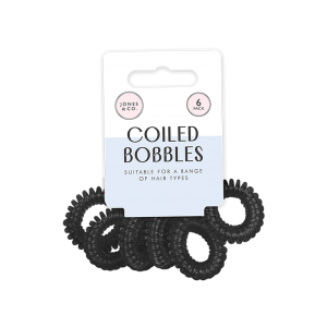 Coiled Hair Bobbles - Pack Of 6 ~ Black